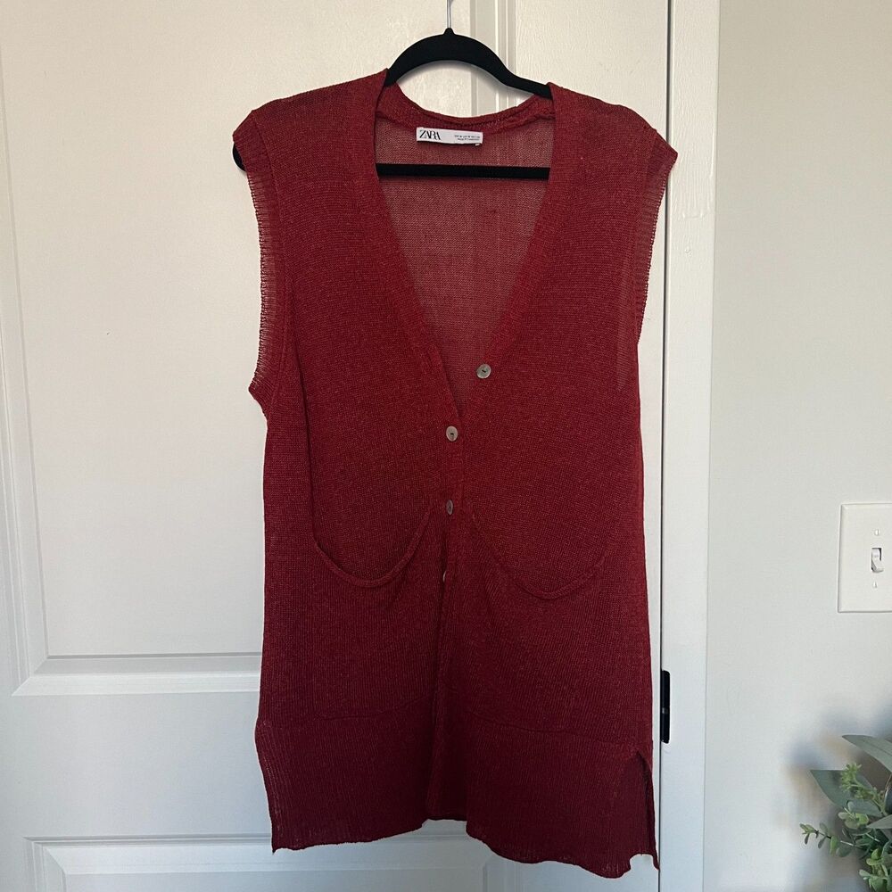 Zara Linen Blend Long Vest